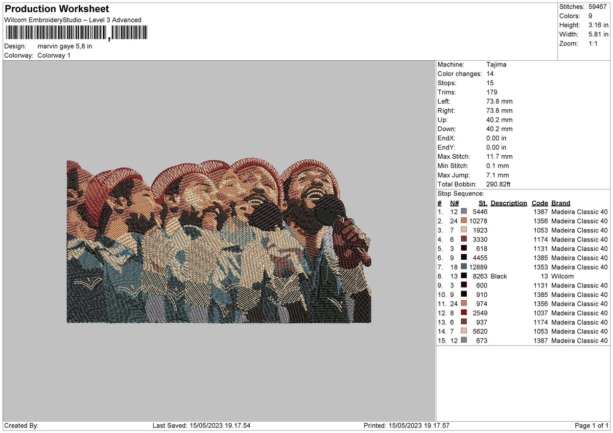 Marvin Gaye Embroidery File 6 sizes