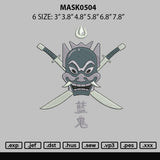 Mask0504 Embroidery File 6 sizes