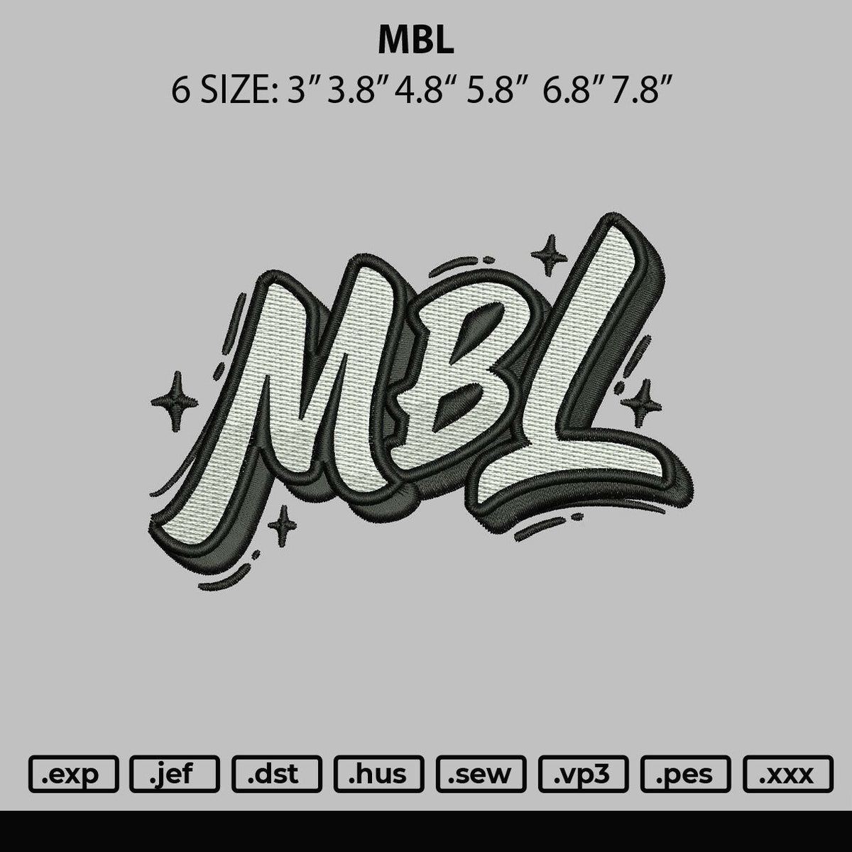 Mbl Embroidery File 6 sizes