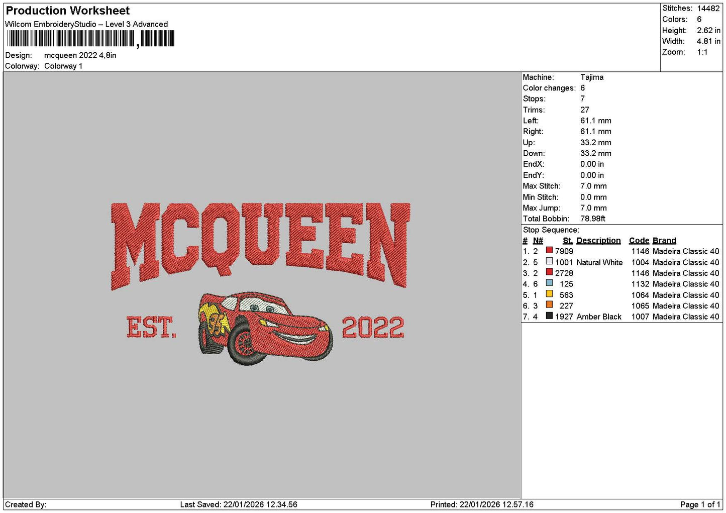 Mcqueentext 22 Embroidery File 6 sizes