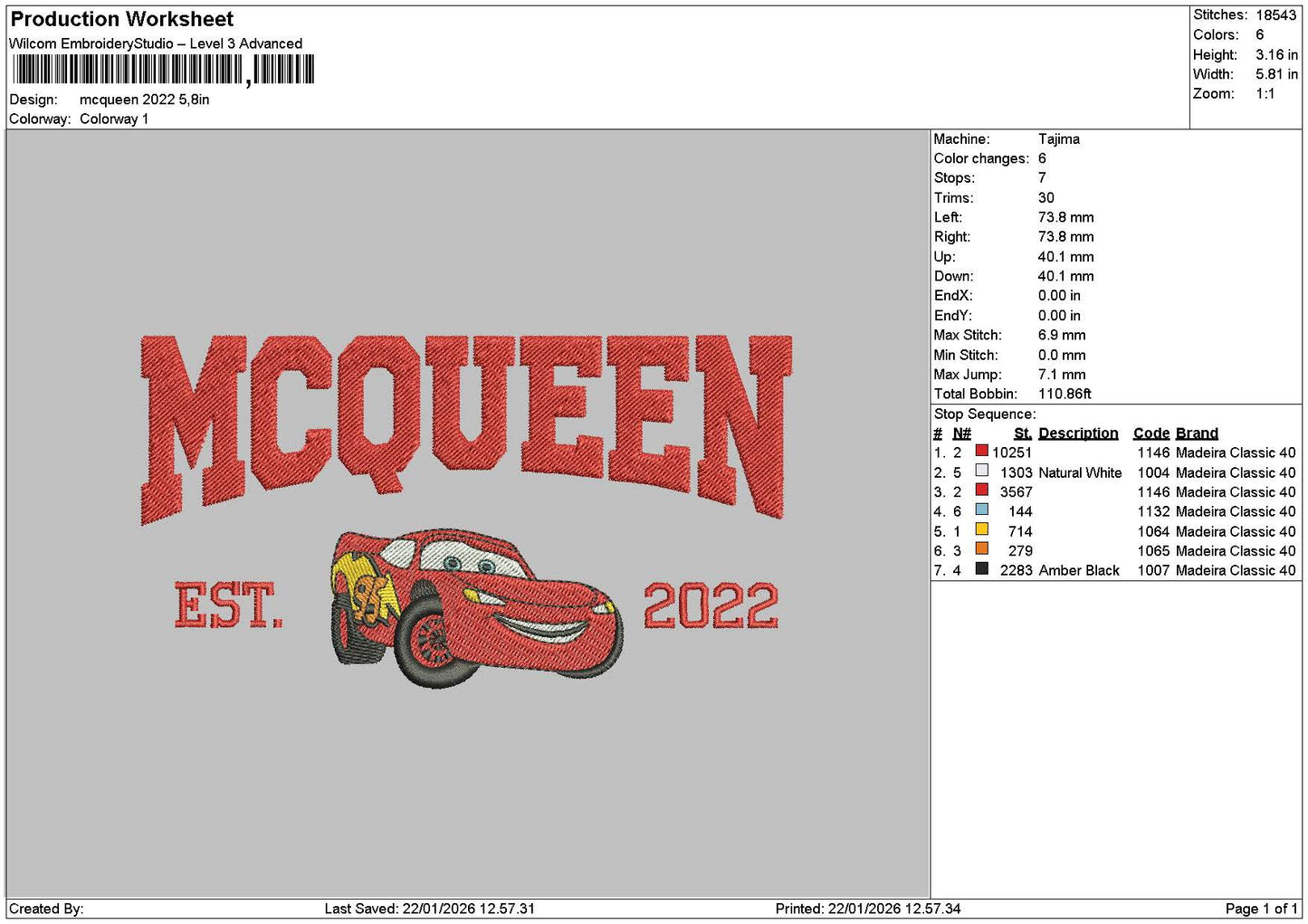 Mcqueentext 22 Embroidery File 6 sizes