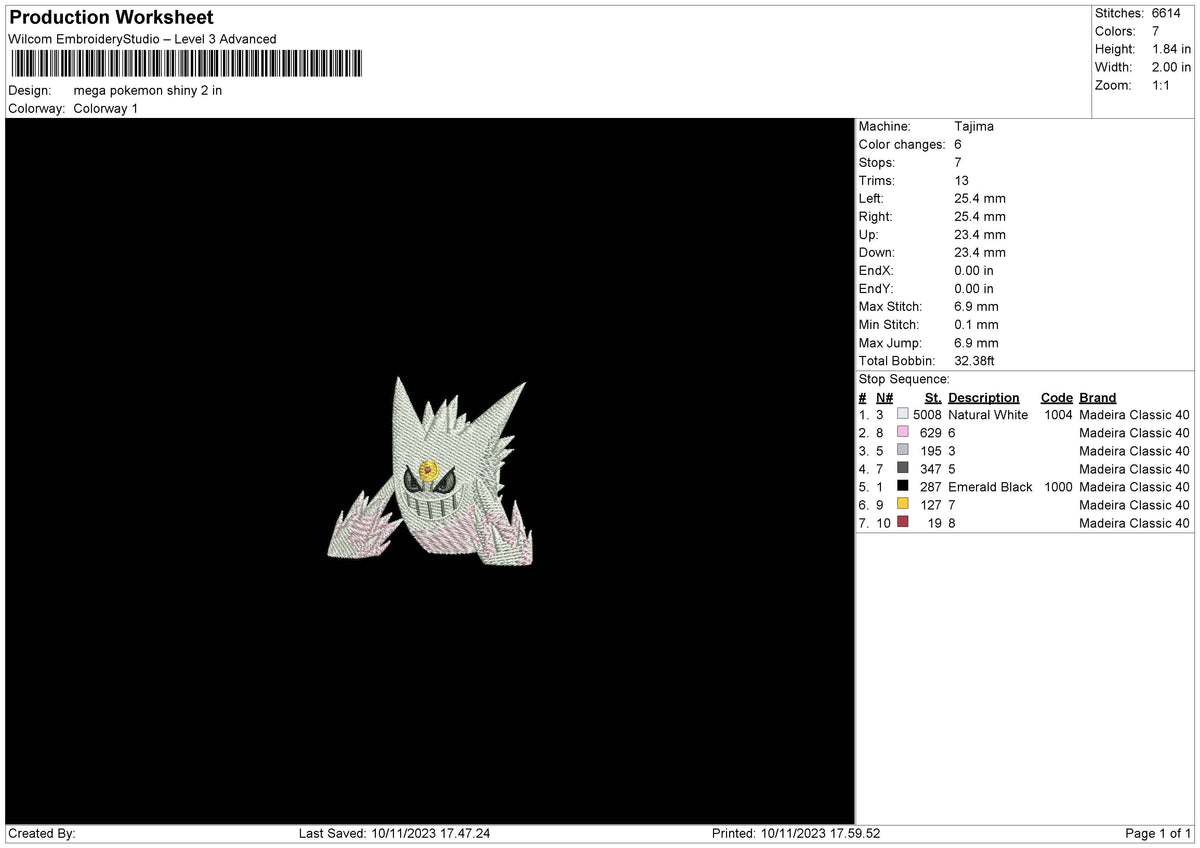 Mega Pokeshiny Embroidery File 6 sizes