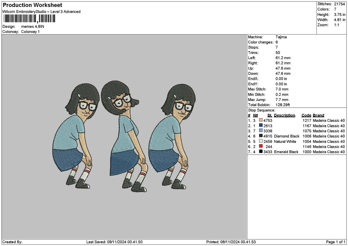 Girl0811 Embroidery File 6 sizes