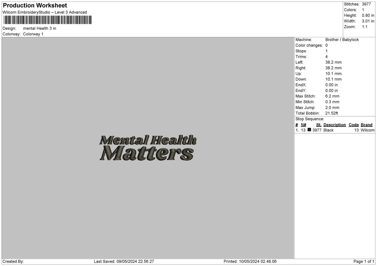 Mentaltext 04 Embroidery File 6 sizes