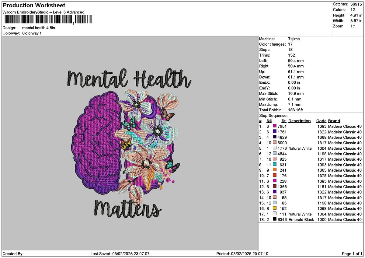 Mentaltext 0302 Embroidery File 6 sizes