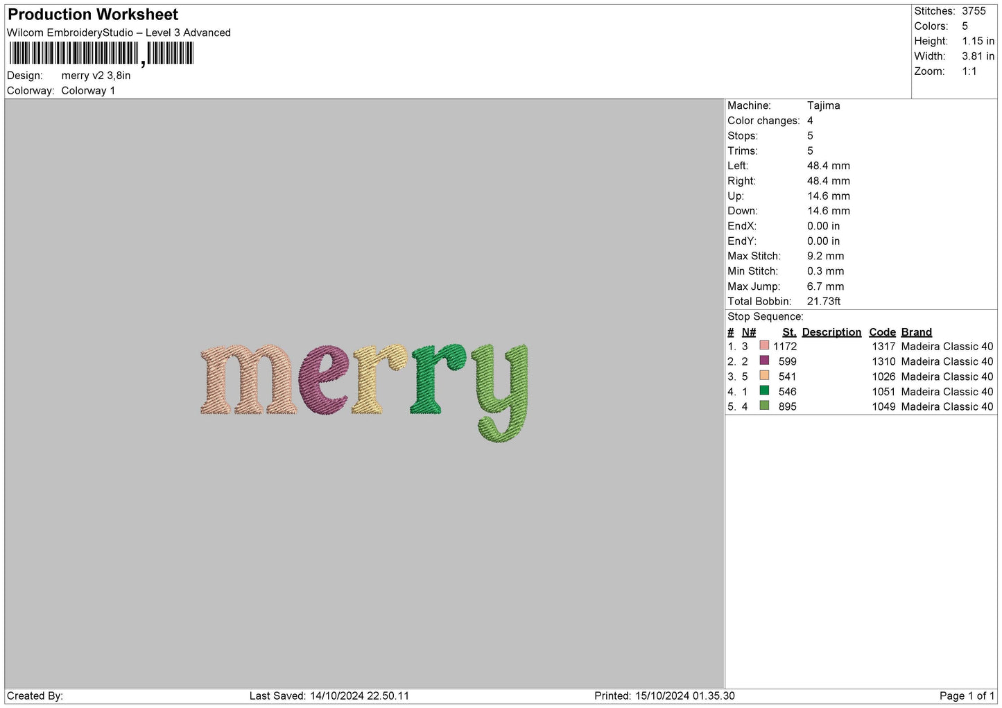 Merrytext v2 Embroidery File 6 sizes