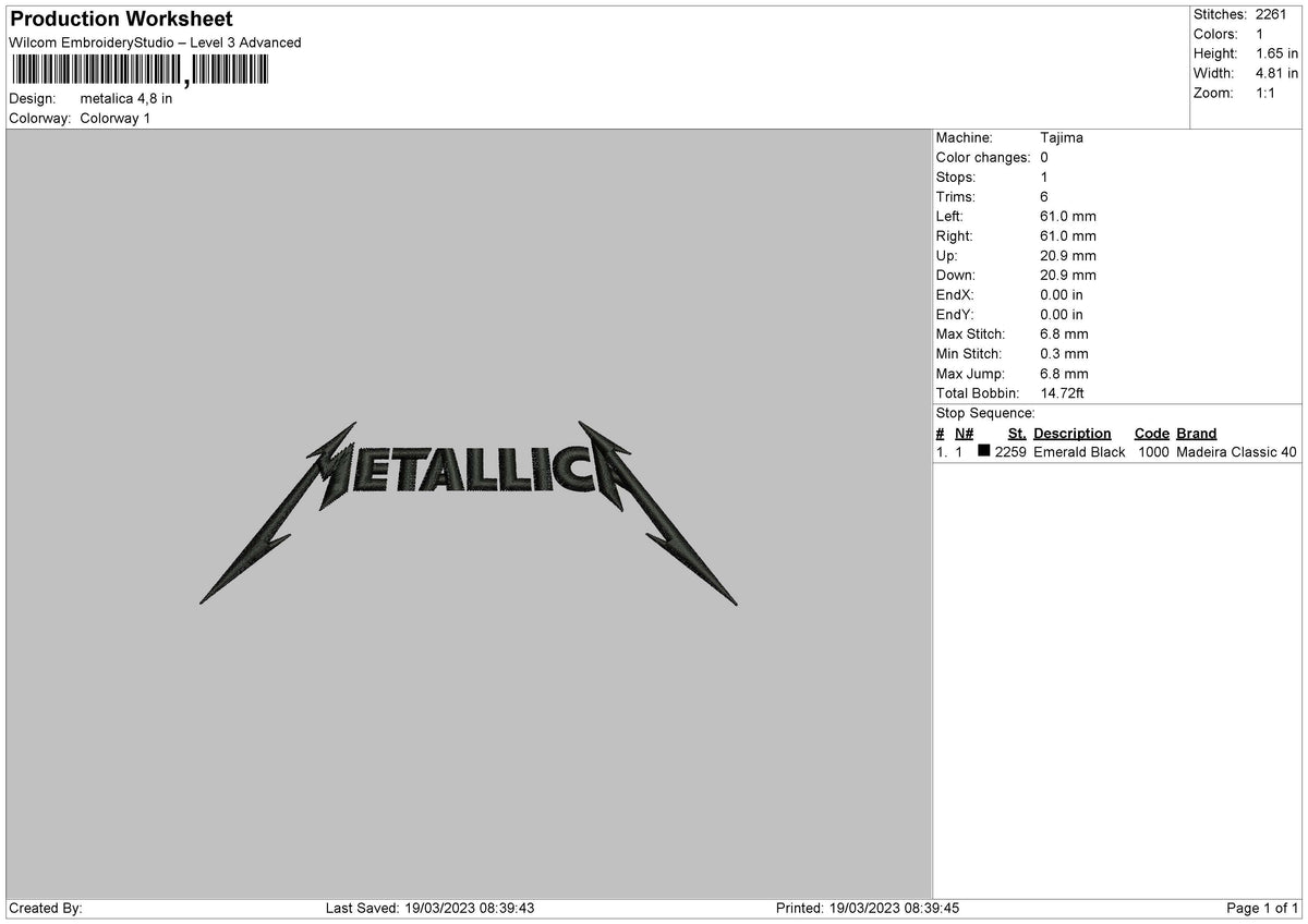 Metalicatxt Embroidery File 6 sizes