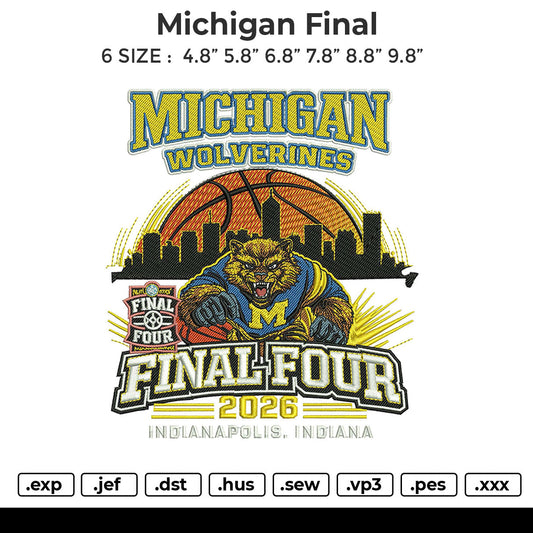 Michigan final Embroidery File 6 sizes