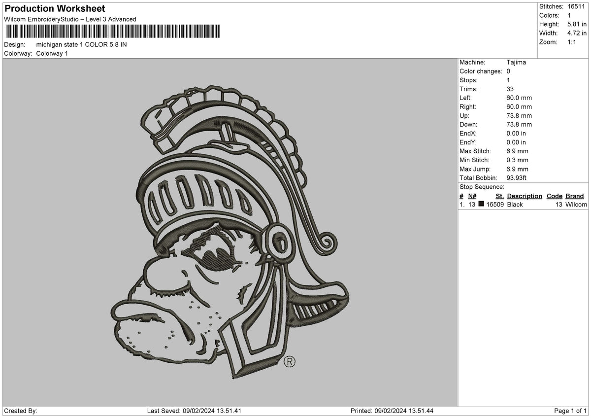 Michiganline Embroidery File 6 sizes