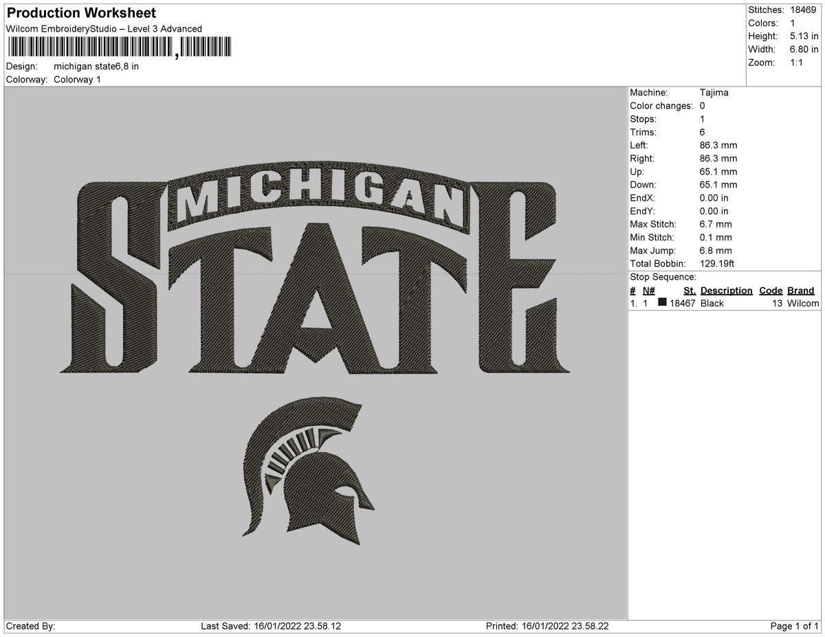 Michigan State Embroidery
