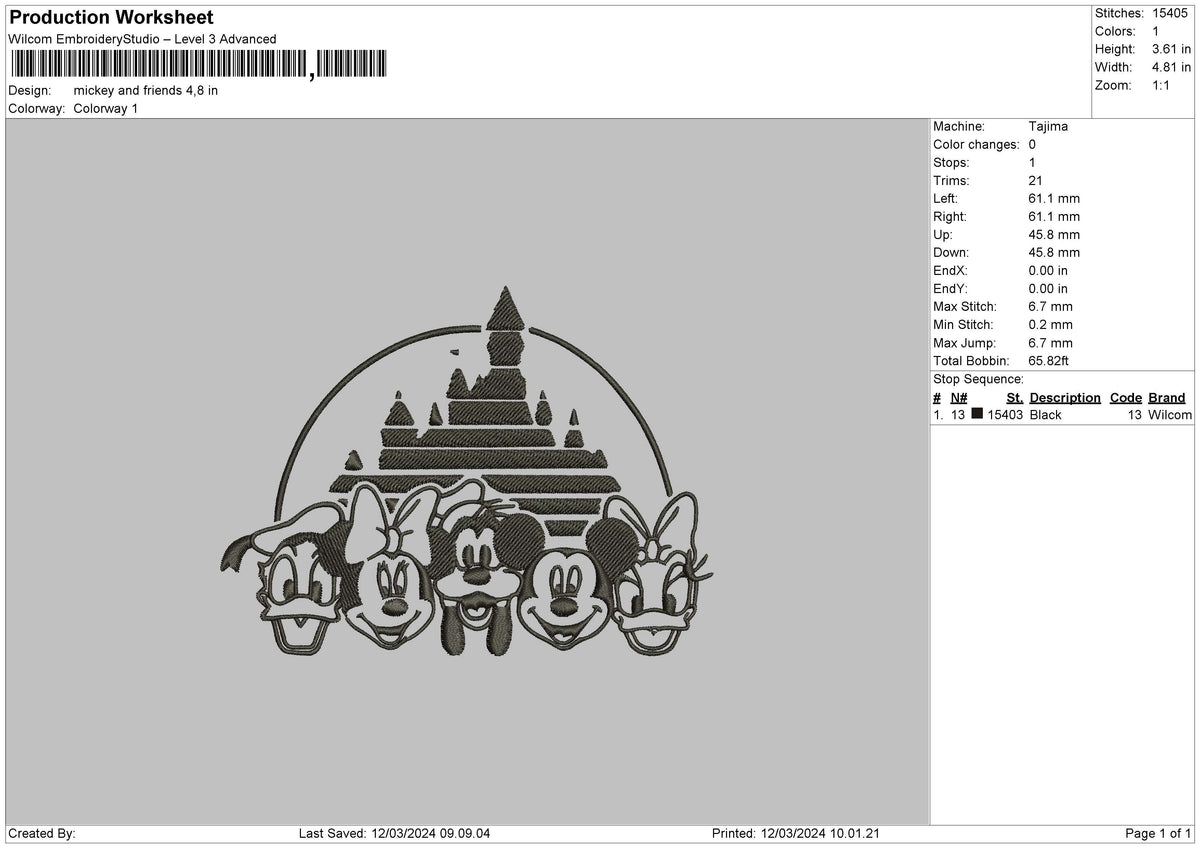Mickeypalace Embroidery File 6 sizes