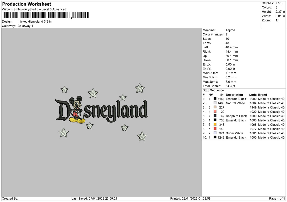 D Stars Embroidery