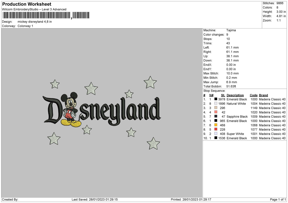 D Stars Embroidery