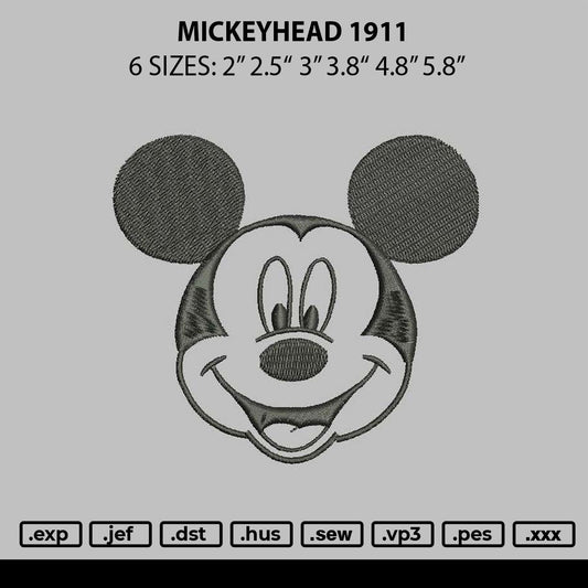 Mickeyhead 1911 Embroidery File 6 sizes