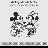 Mickey Minnie 1color Embroidery File 6 size