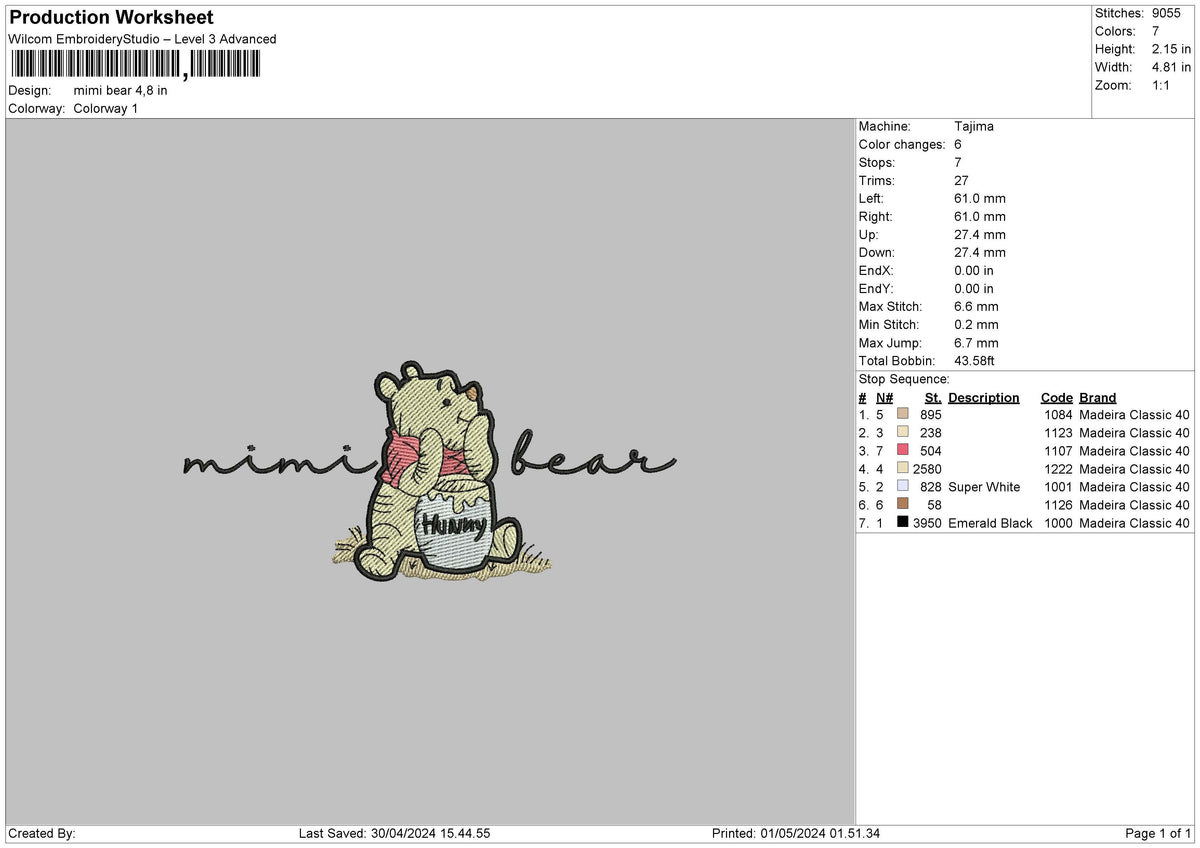 Mimibear Text Embroidery File 6 sizes