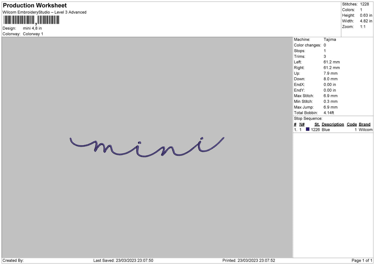 Mini Text Embroidery File 6 sizes