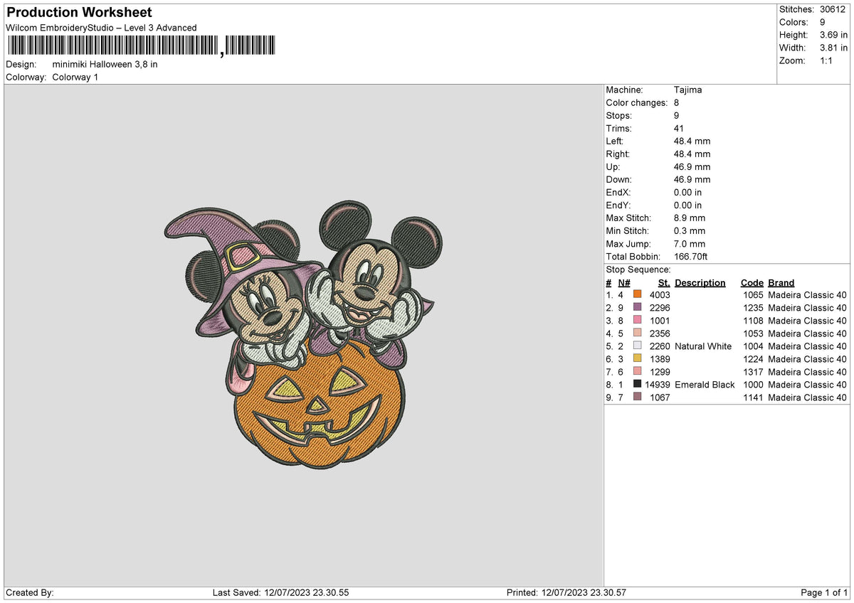 MiniMicki Halloween Embroidery File 6 sizes