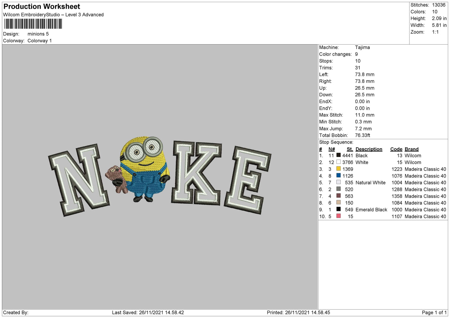 Nike Minions Embroidery