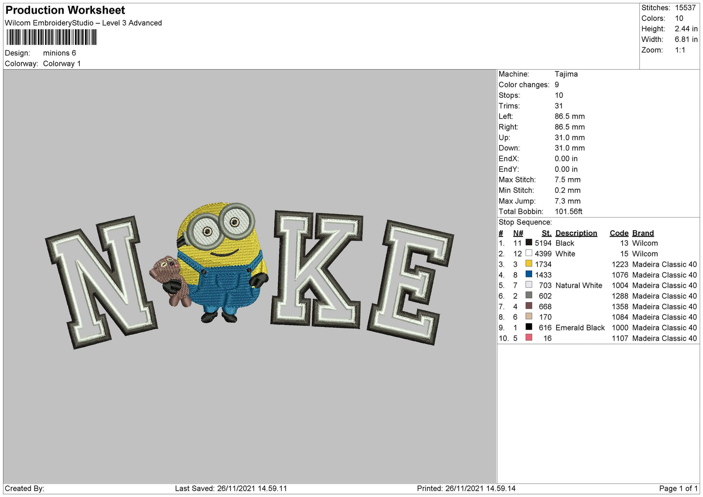 Nike Minions Embroidery