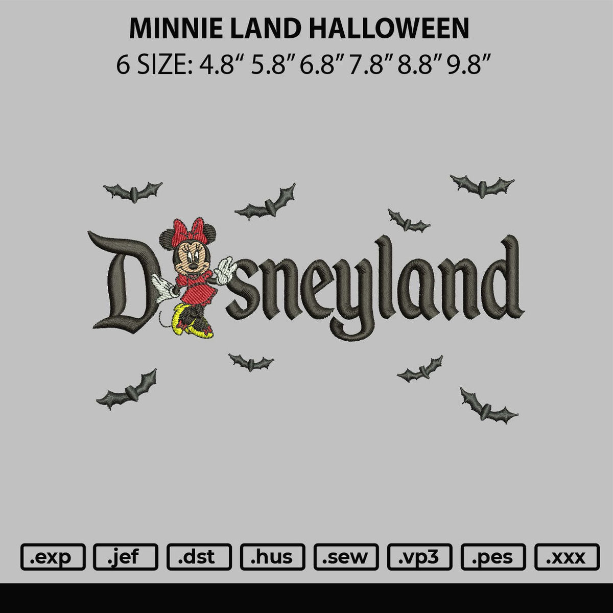 Minnie Land Halloween Embroidery File 6 sizes