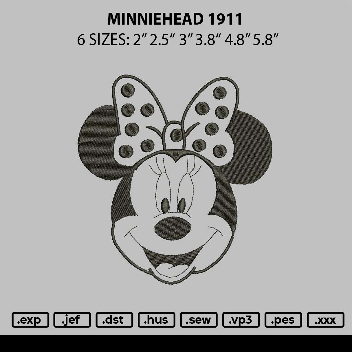 Minniehead 1911 Embroidery File 6 sizes