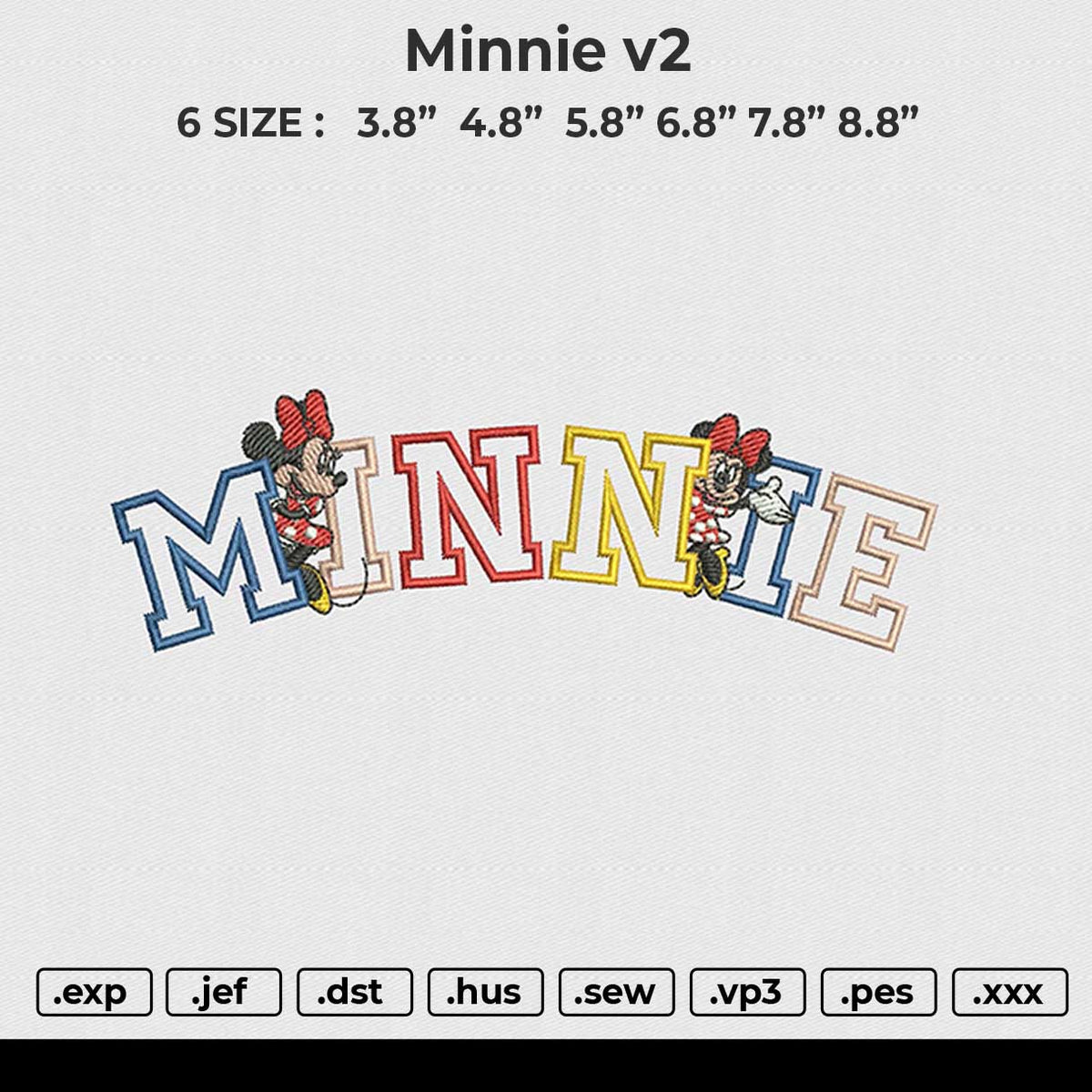 Minnie v2 Embroidery File 6 size