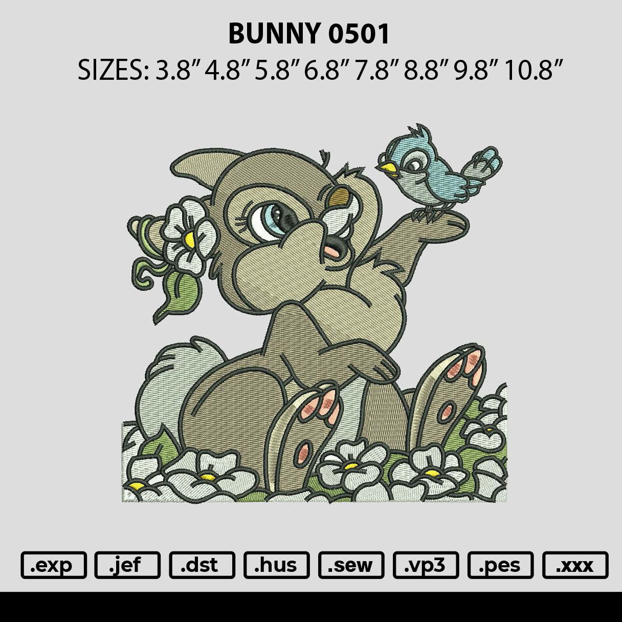 Bunny 0501 Embroidery File 6 sizes