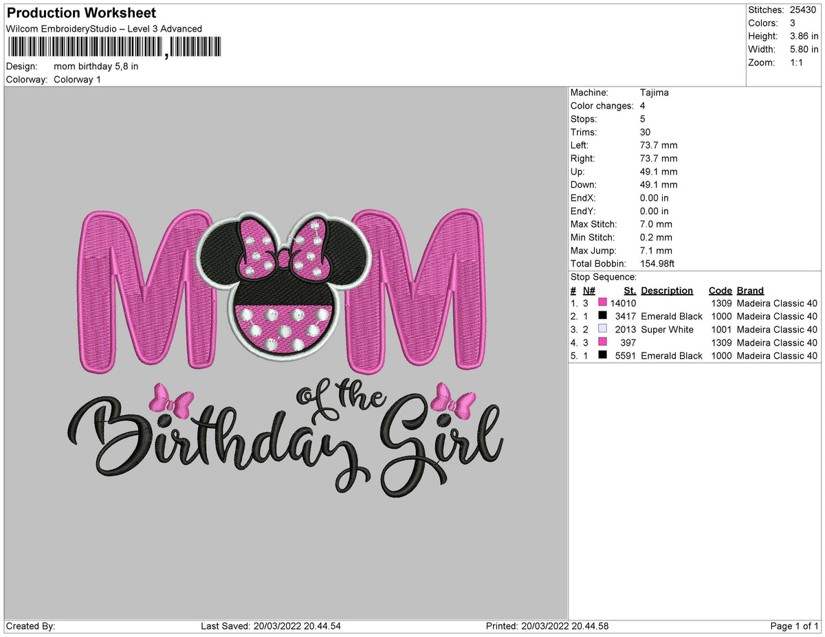 Mom Birthday Embroidery