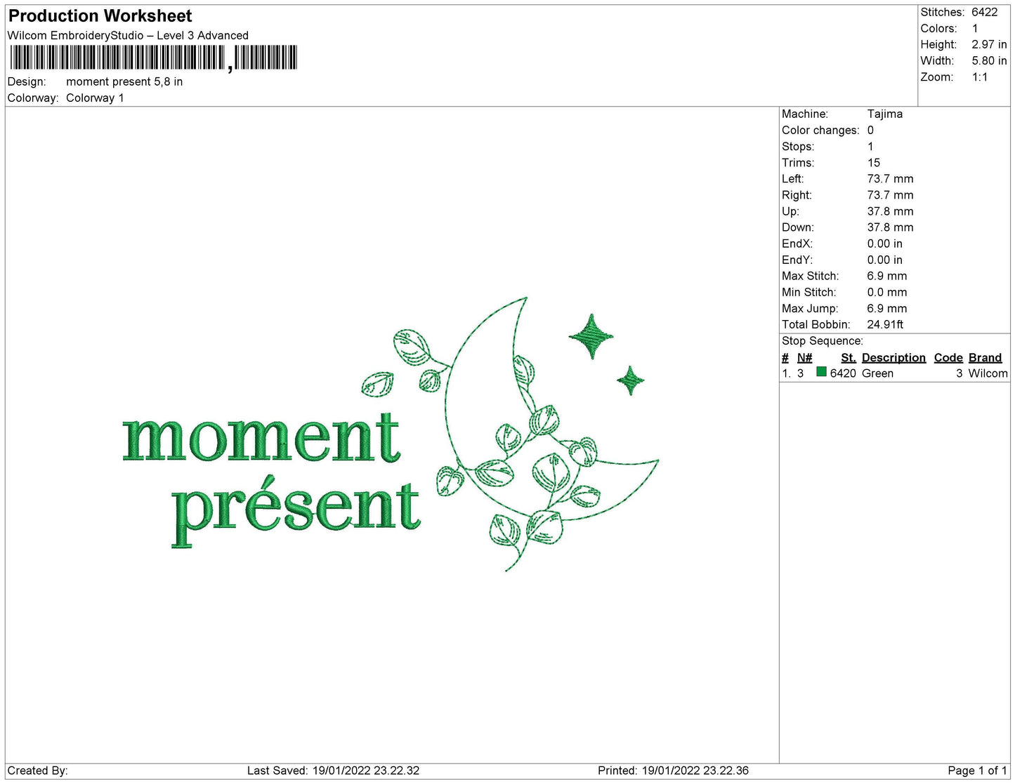Moment Present Embroidery