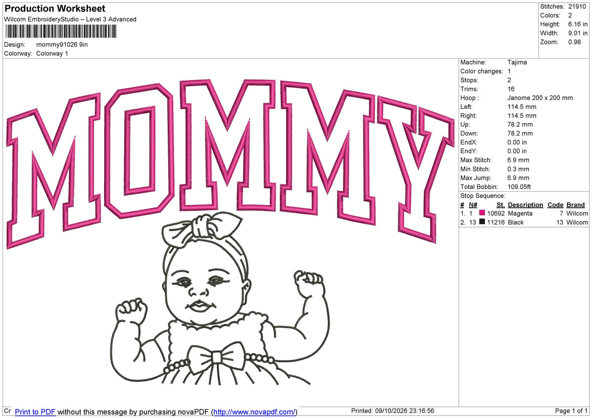 Mommy91026 Embroidery File 6 sizes