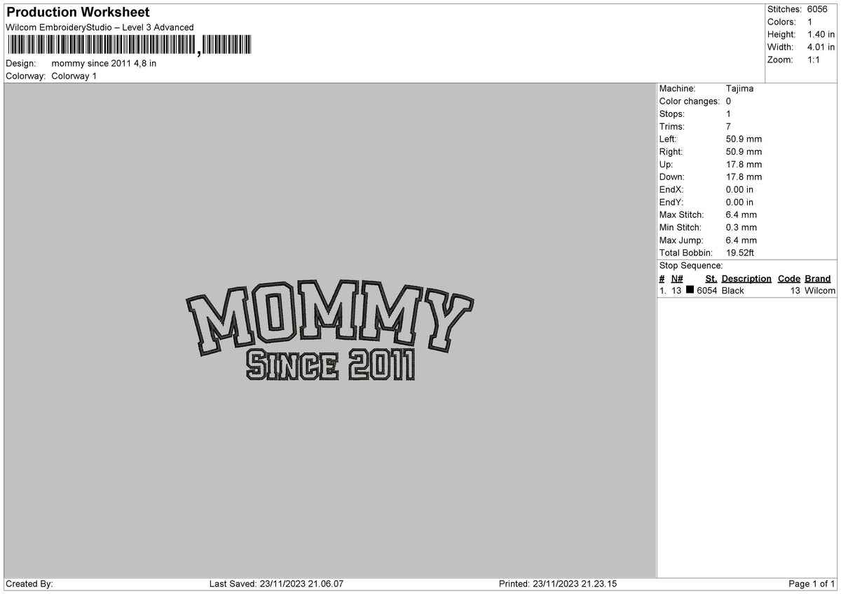 Mommy Text 2311 Embroidery File 6 sizes