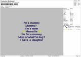 mommy text  Embroidery File Design