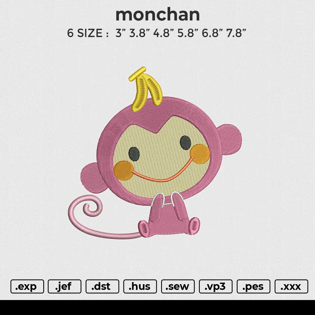 Monchan Embroidery File 6 size