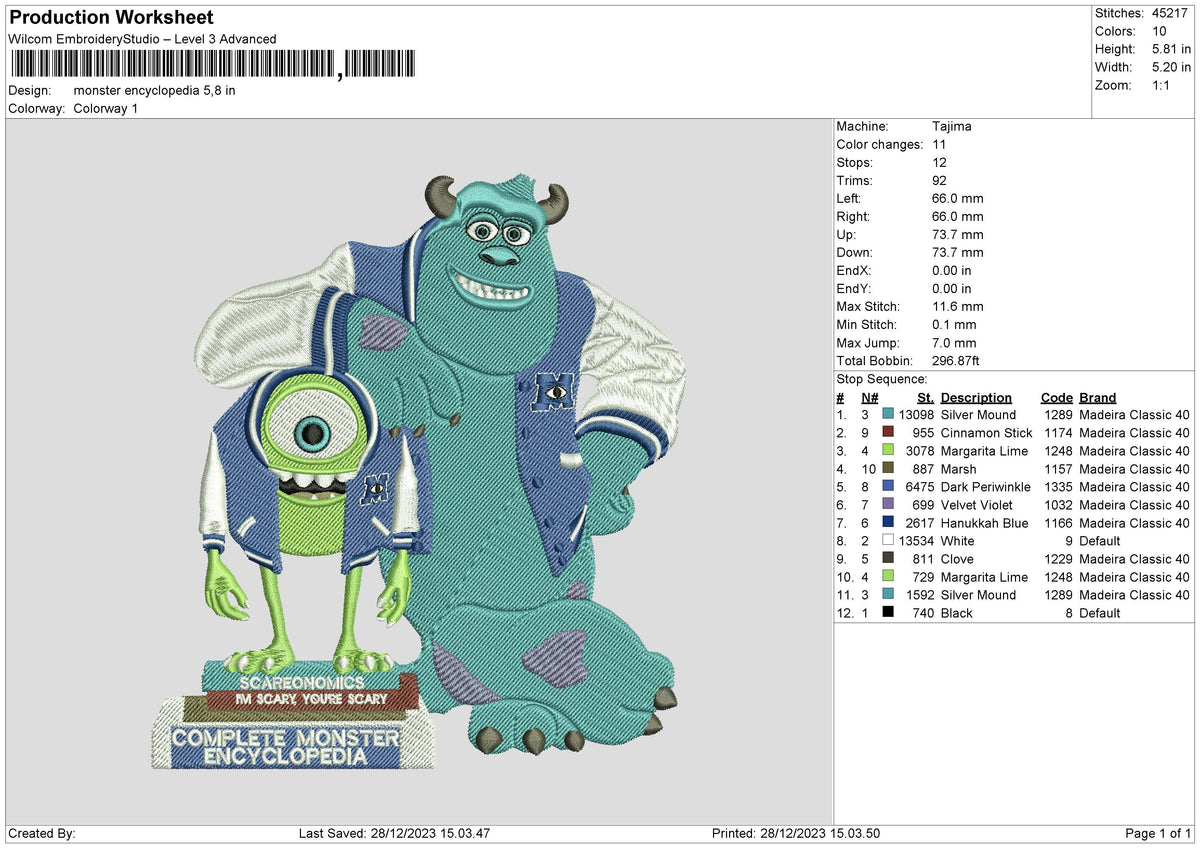 Monsters 2812 Embroidery File 6 sizes