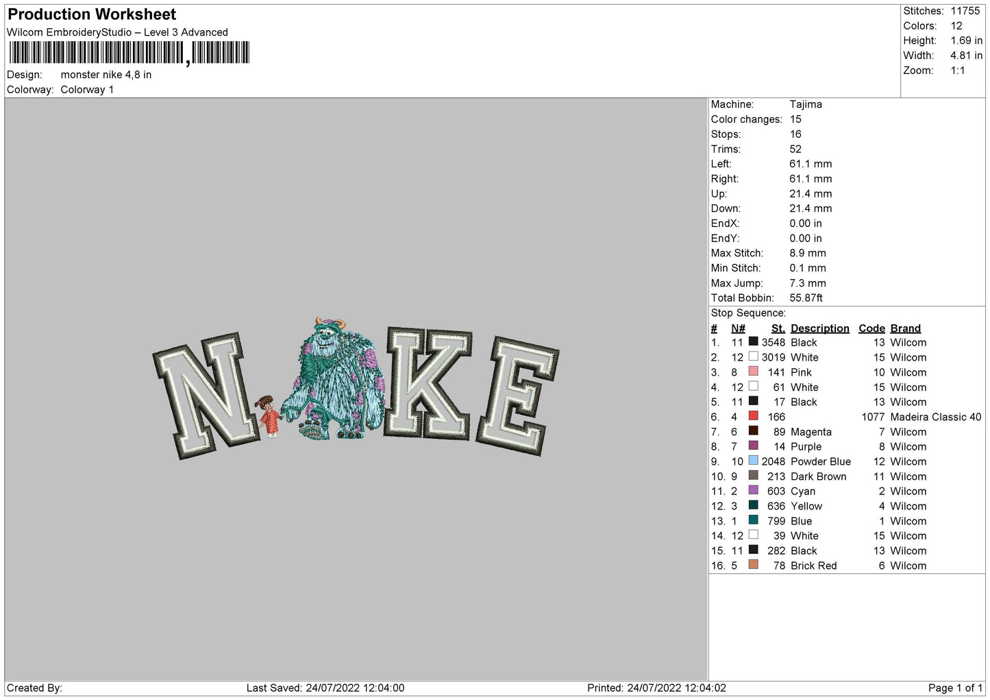 Monster Nike Embroidery