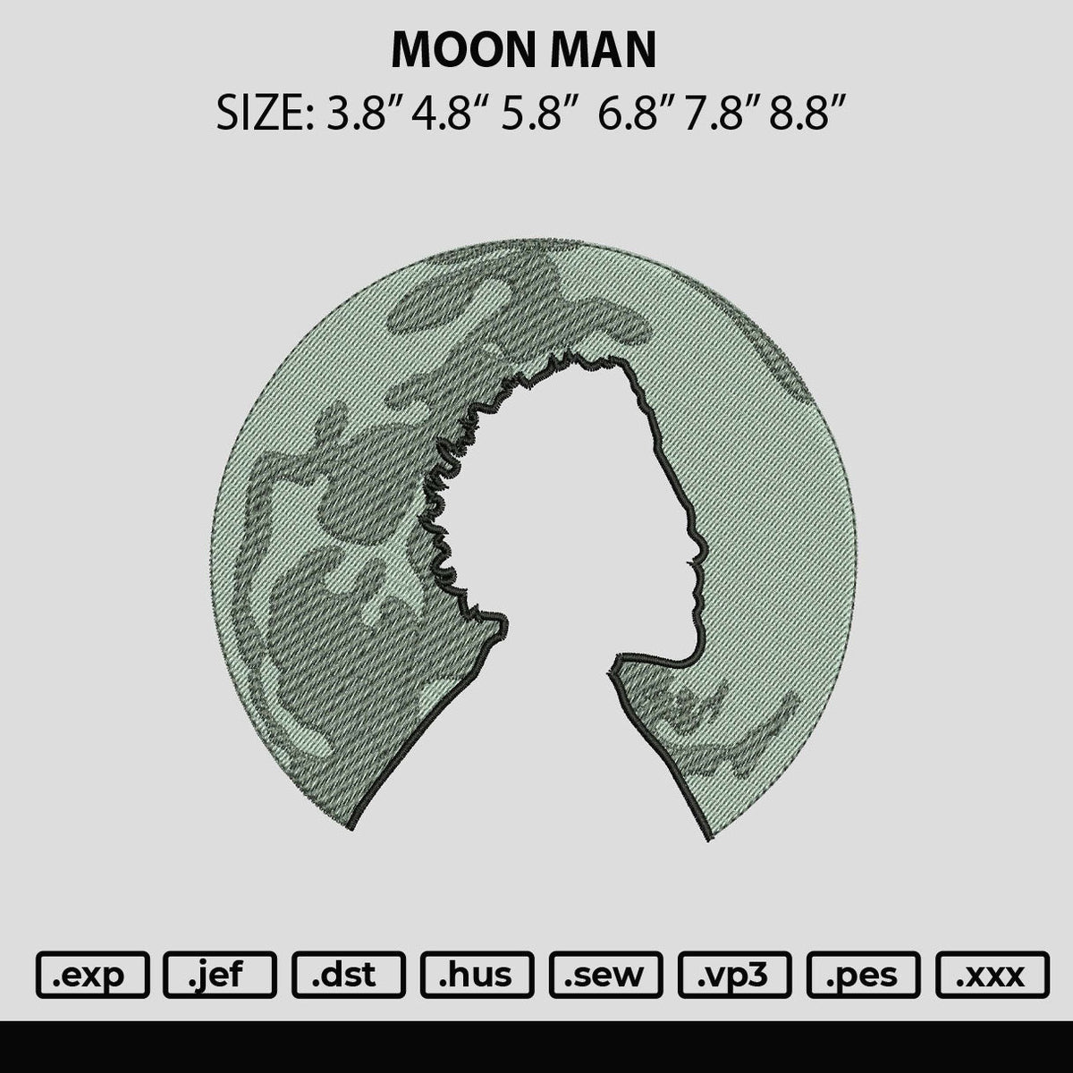 Moon Man Embroidery File 6 sizes