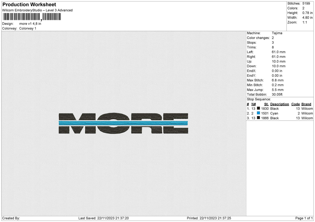 More v1 Embroidery File 6 size