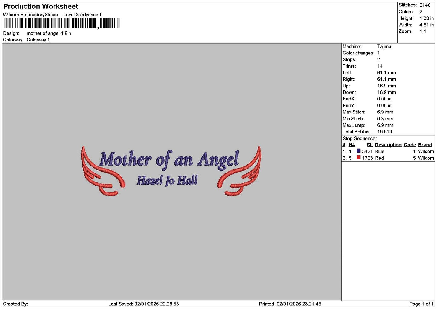 Mothertext 0201 Embroidery File 6 sizes
