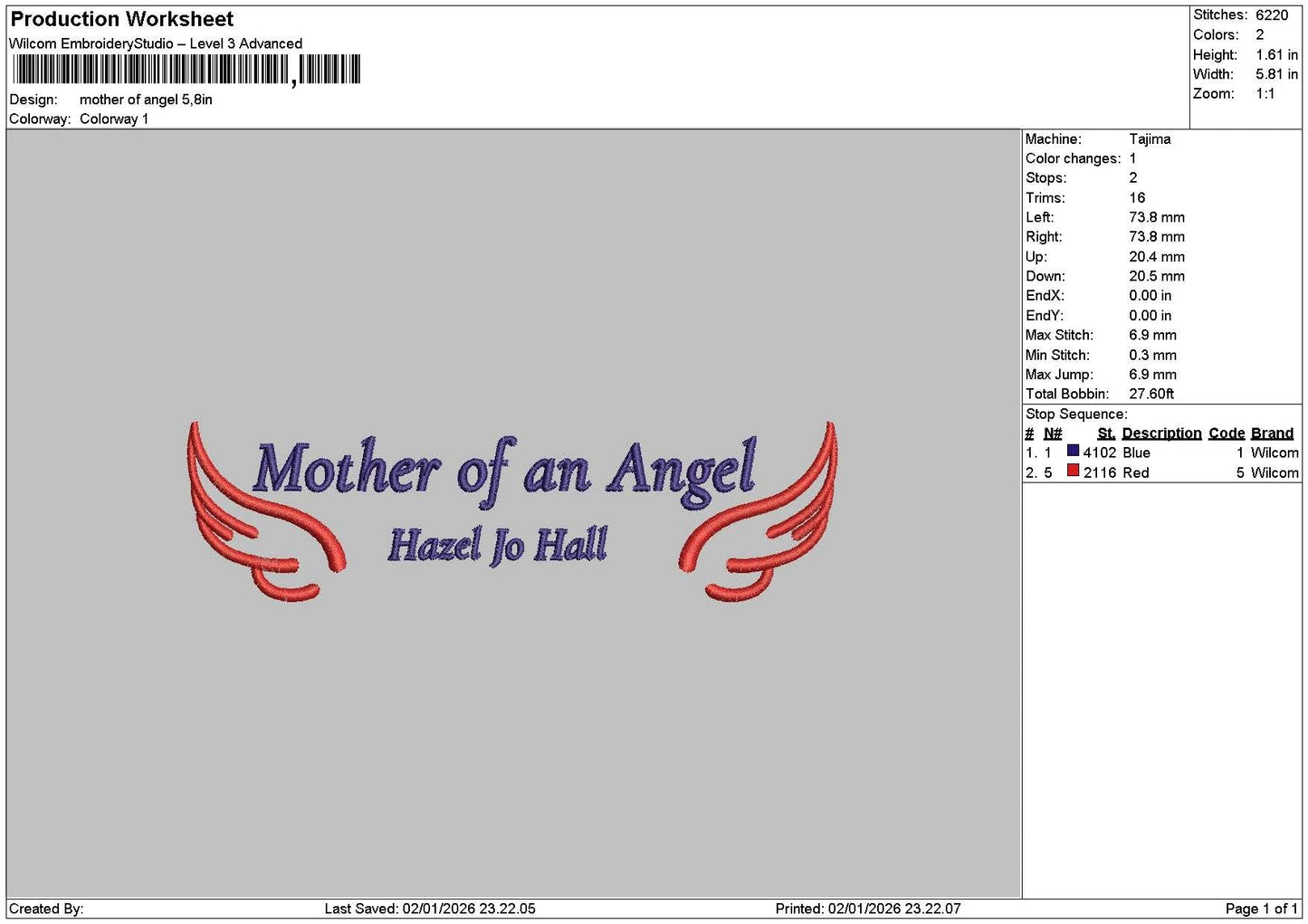Mothertext 0201 Embroidery File 6 sizes