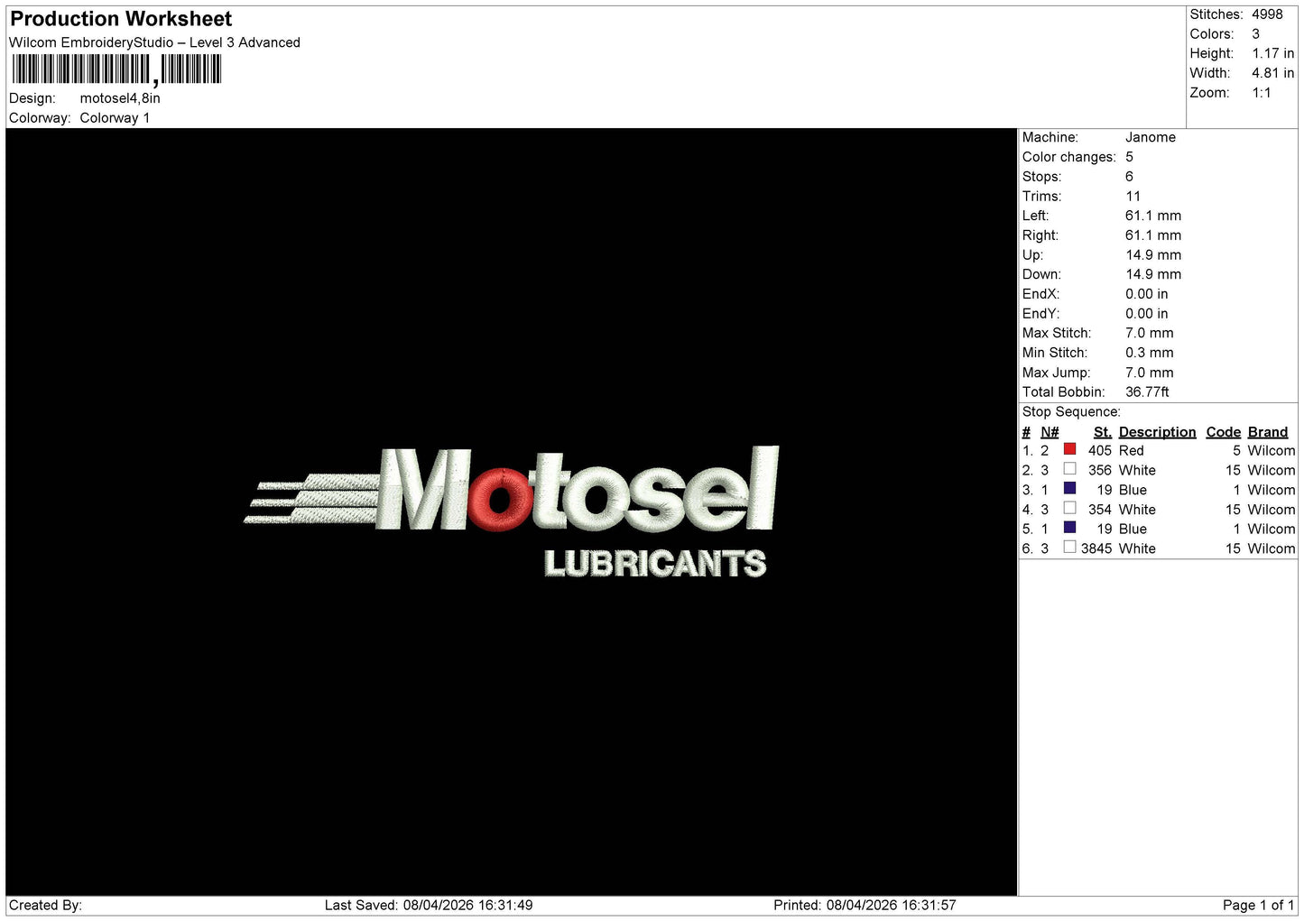 Motosel Embroidery File 6 size