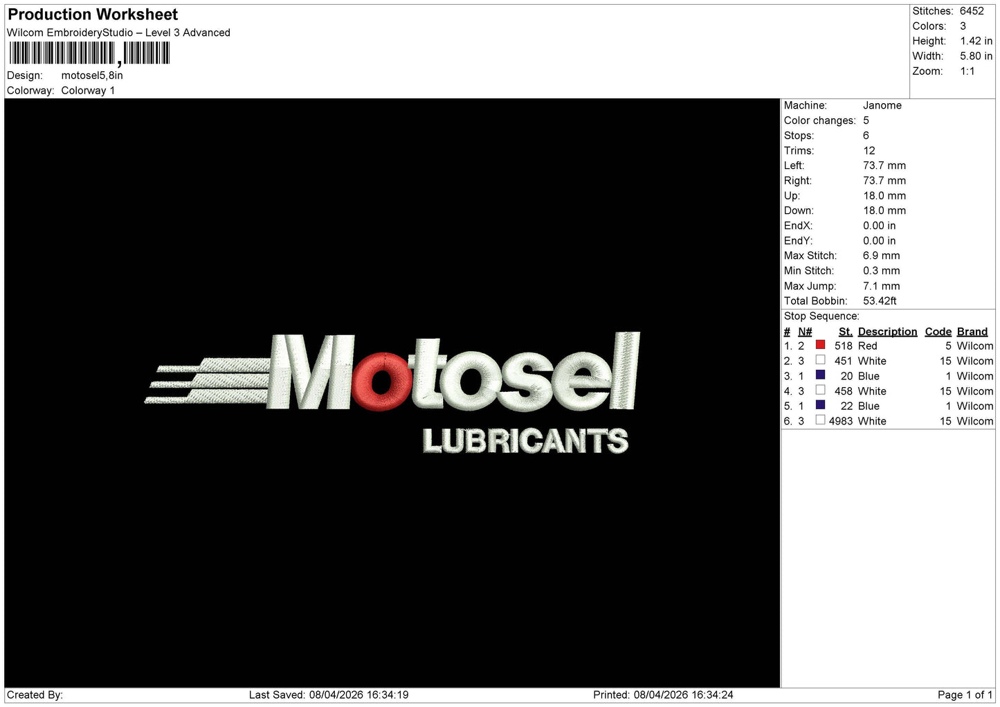 Motosel Embroidery File 6 size