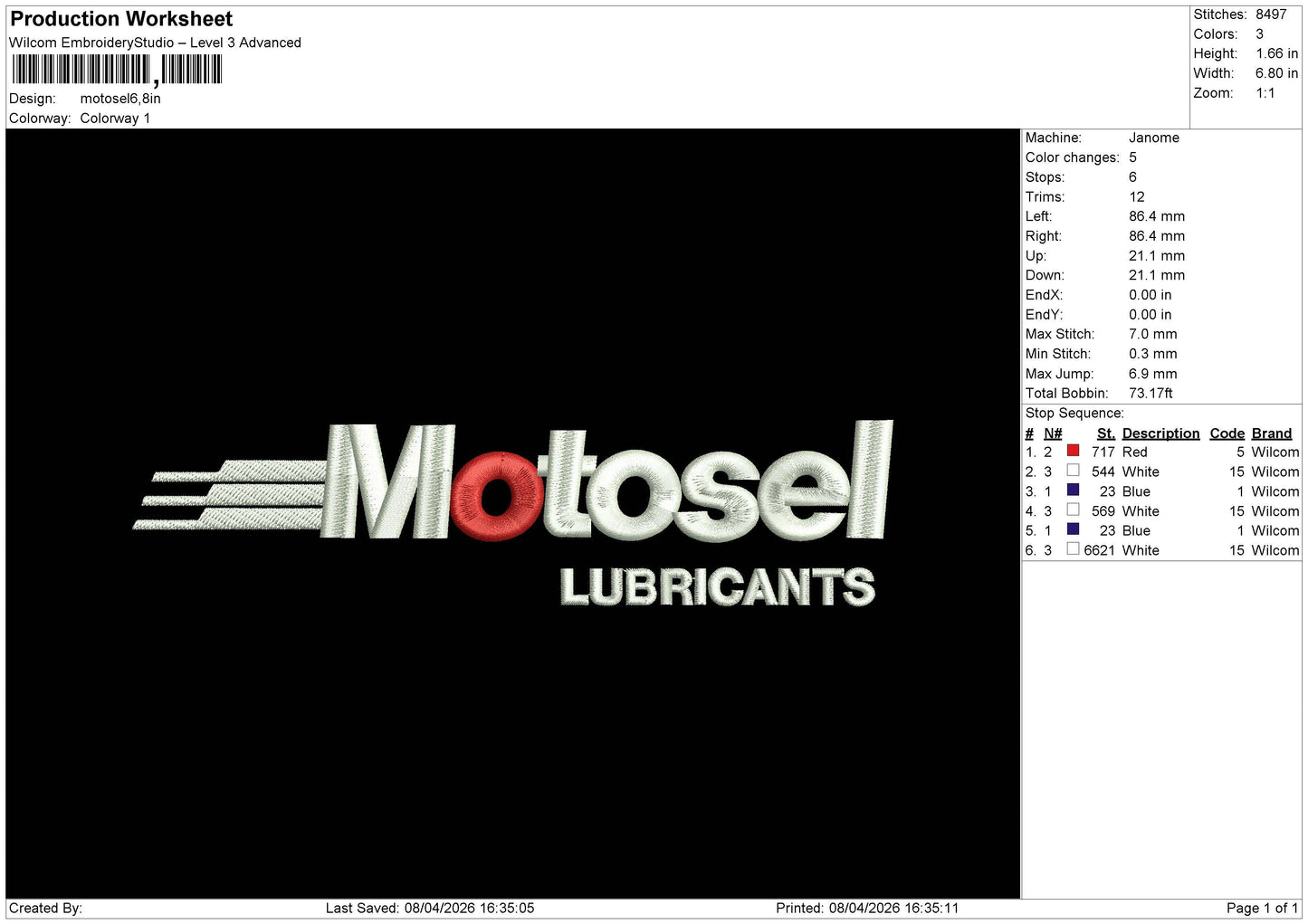 Motosel Embroidery File 6 size