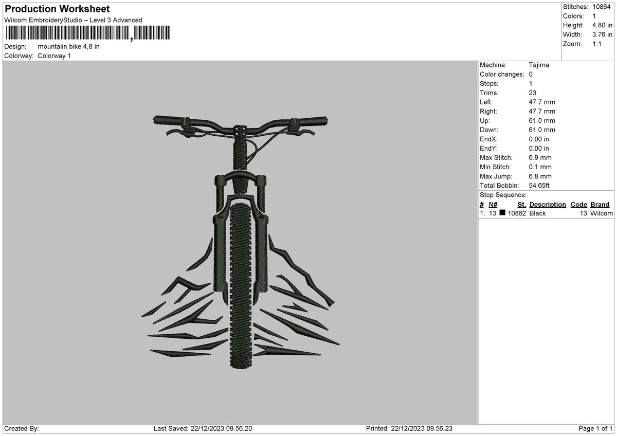Bike2212 Embroidery File 6 sizes