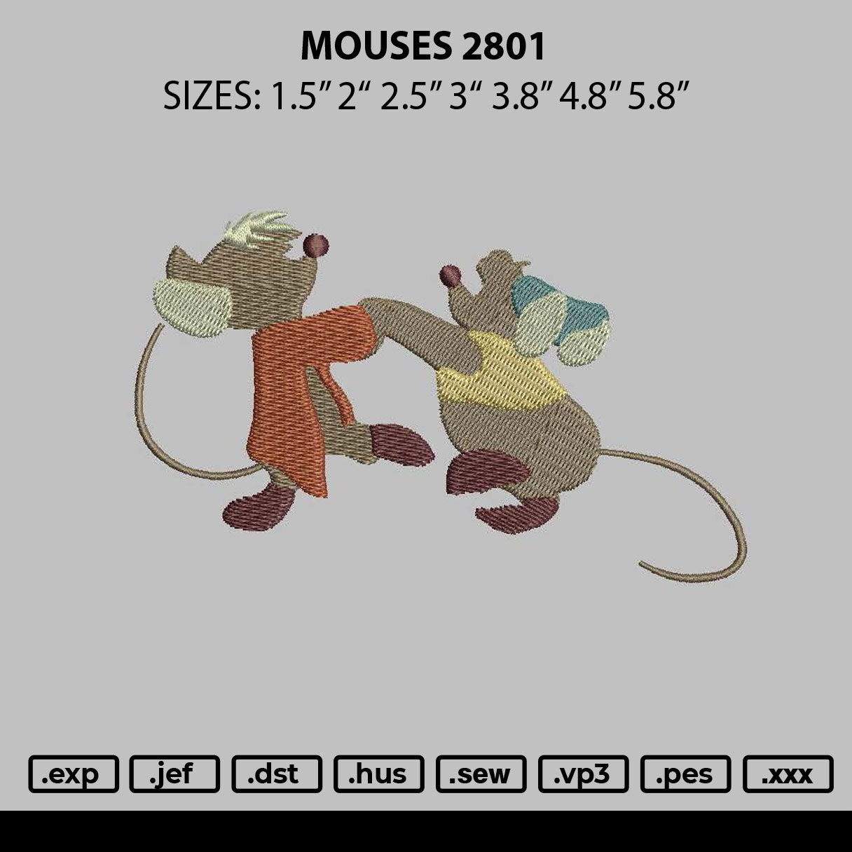 Mouses 2801 Embroidery File 6 sizes