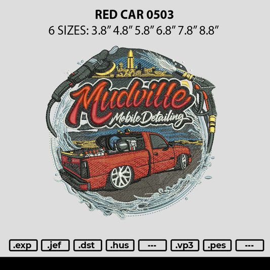 Red Car 0503 Embroidery File 6 sizes