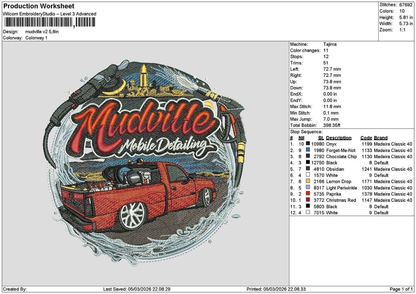 Red Car 0503 Embroidery File 6 sizes