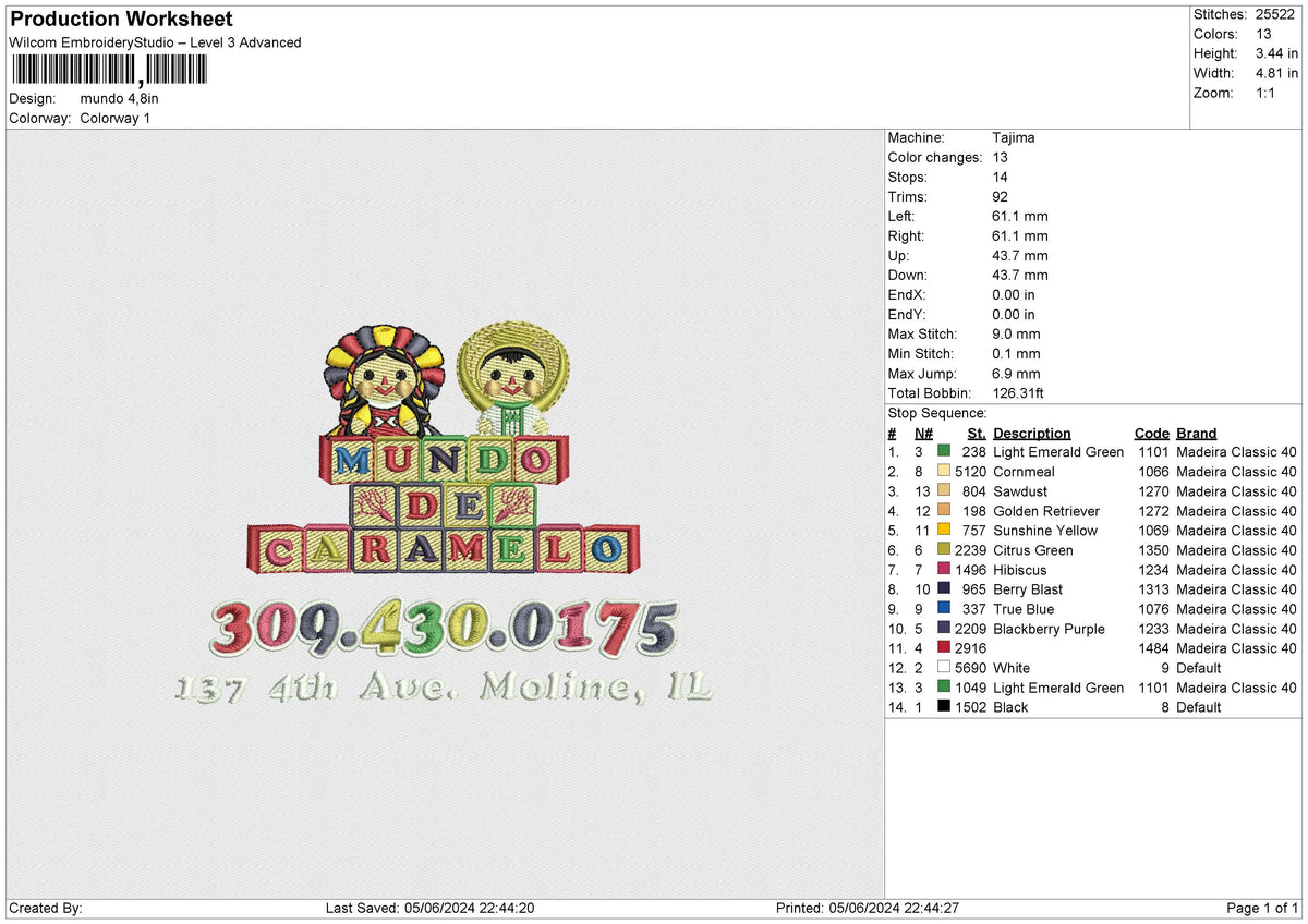 Mundo Embroidery File 6 size