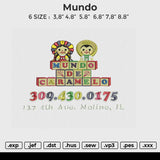 Mundo Embroidery File 6 size