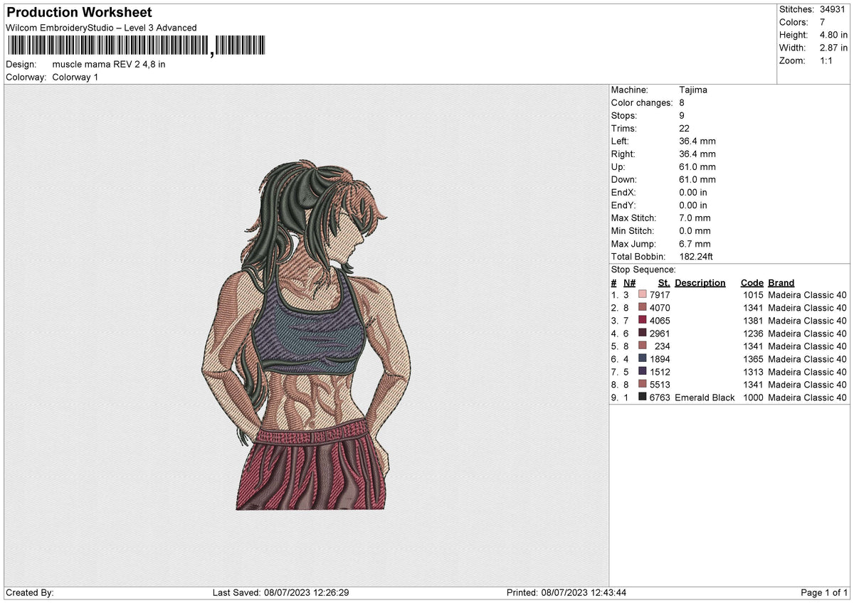 Muscle mama no face Embroidery